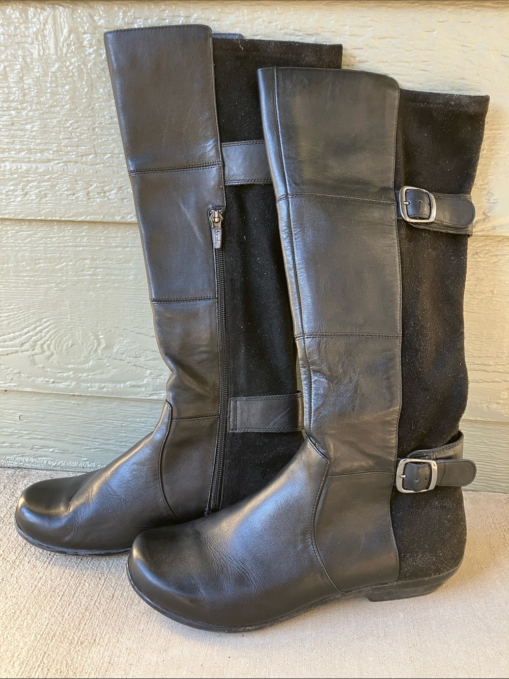 Dansko | Odessa Black Nappa Leather & Suede Tall Riding Boots